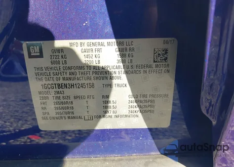 2017 Chevrolet Colorado Wt from USA, damaged, VIN 1GCGTBEN3H1245158